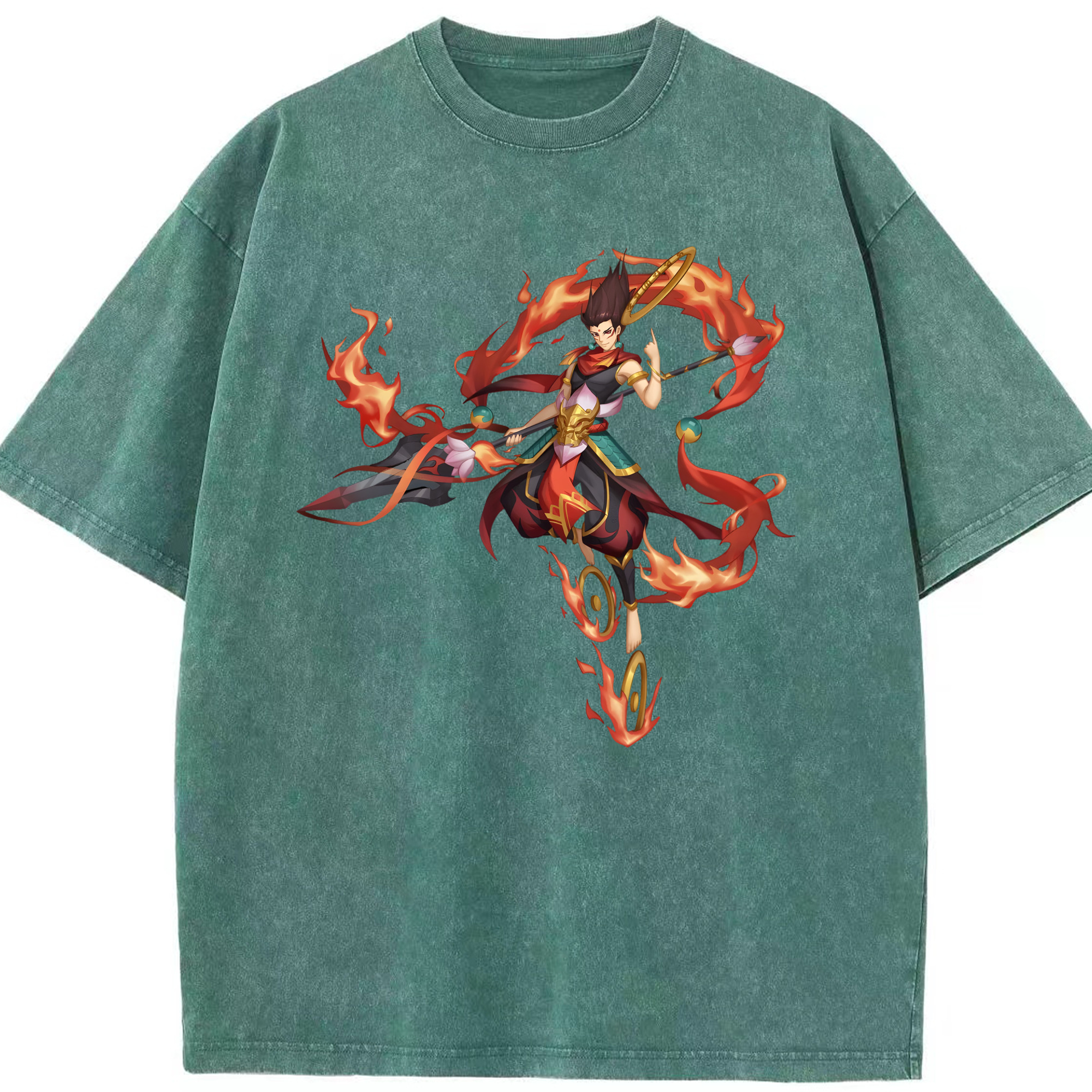 （画像用） Ne Zha 2 ナタ 魔童の大暴れ 綿100% ヴィンテージ風 半袖Tシャツ（フロントプリント）